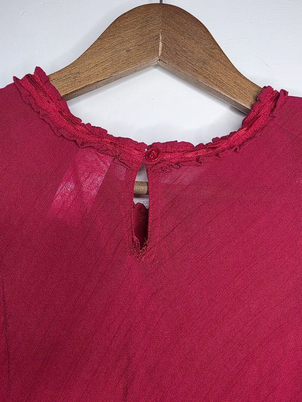 April Cornell Sheer Overlay Dress – Girls’ Size 11/12 – Berry Red - Picture 9 of 10